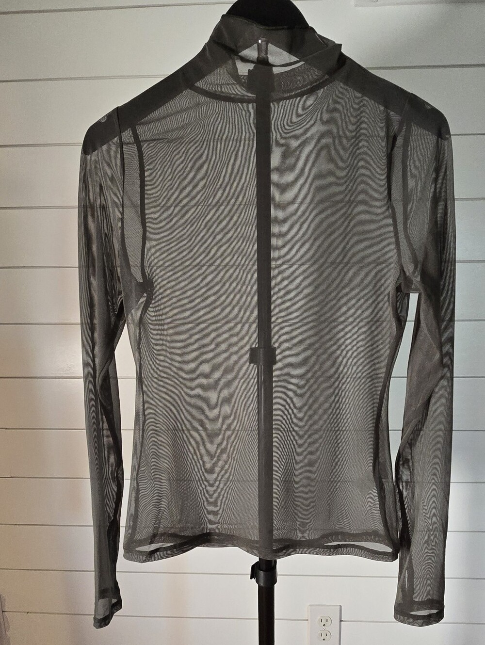 Calia Mesh Olive Geeen Sheer Long Sleeve Top S